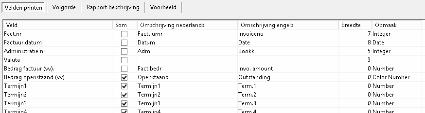 print fields